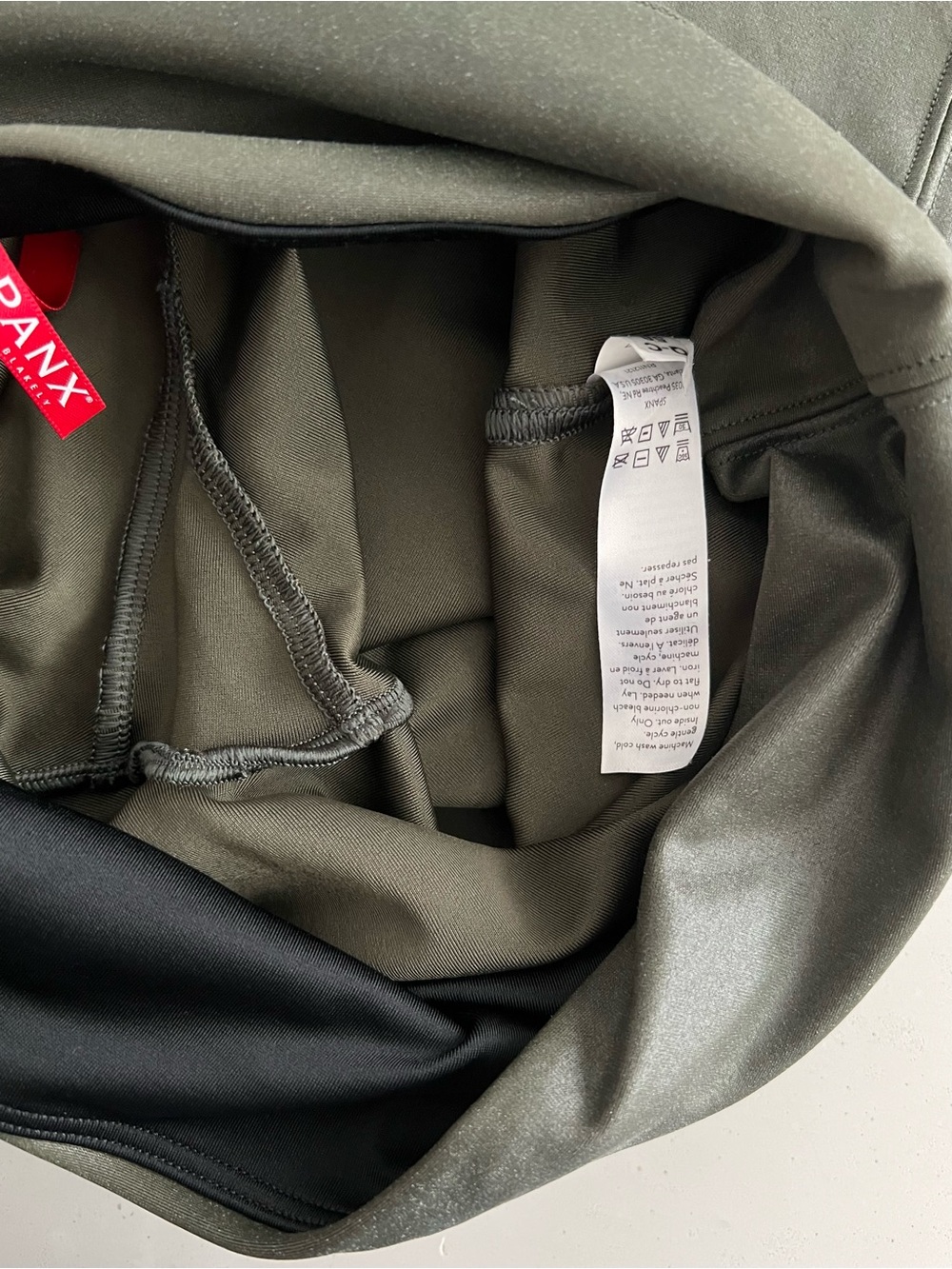 Spanx Faux Leather Leggings in Olive Green Medium - Picture 5 of 7